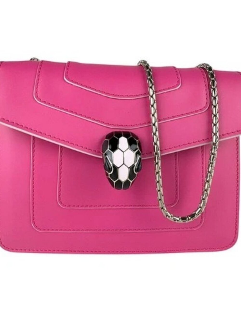 Auth BVLGARI Serpenti Forever Chian Shoulder Bag Pink/Gold Leather/Metal - z9186